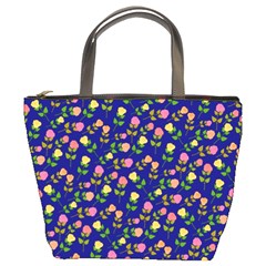 Flowers Roses Blue Bucket Bag