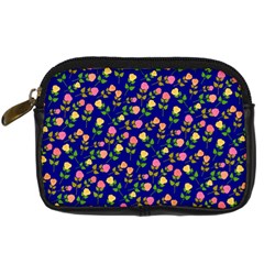 Flowers Roses Blue Digital Camera Leather Case by Bajindul