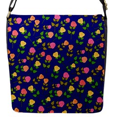 Flowers Roses Blue Flap Closure Messenger Bag (s) by Bajindul