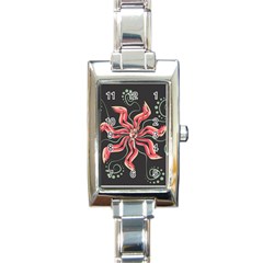 Flower Abstract Rectangle Italian Charm Watch