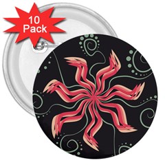 Flower Abstract 3  Buttons (10 Pack)  by HermanTelo