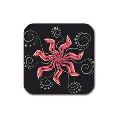 Flower Abstract Rubber Coaster (Square) 