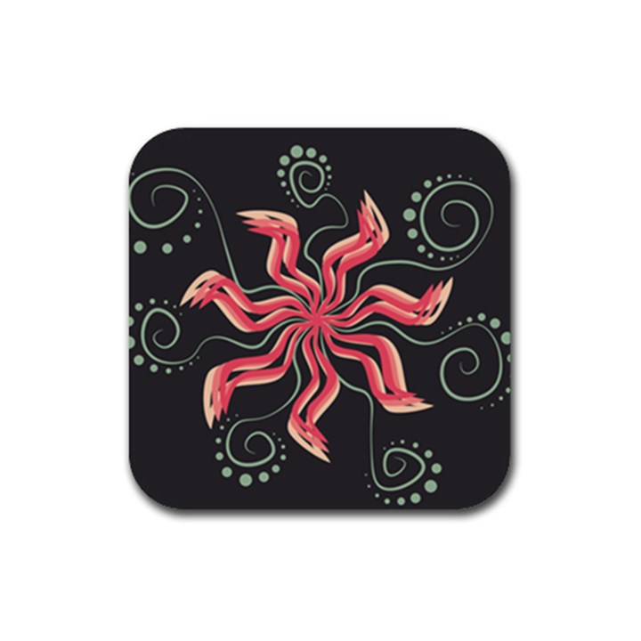 Flower Abstract Rubber Coaster (Square) 