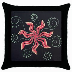 Flower Abstract Throw Pillow Case (Black)