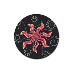 Flower Abstract Rubber Coaster (Round) 