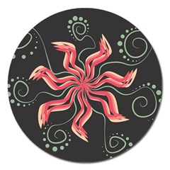 Flower Abstract Magnet 5  (Round)