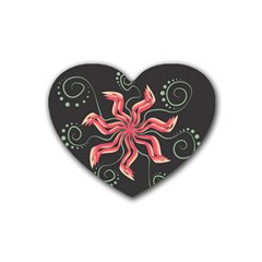 Flower Abstract Rubber Coaster (heart) 