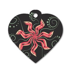 Flower Abstract Dog Tag Heart (two Sides)