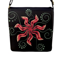 Flower Abstract Flap Closure Messenger Bag (L)