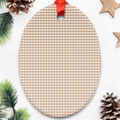 Gingham Check Plaid Fabric Pattern Grey Oval Ornament (two Sides) by HermanTelo