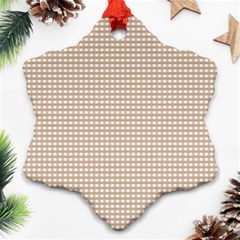 Gingham Check Plaid Fabric Pattern Grey Ornament (snowflake)