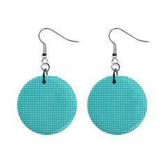 Gingham Plaid Fabric Pattern Green Mini Button Earrings