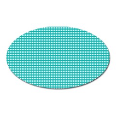 Gingham Plaid Fabric Pattern Green Oval Magnet by HermanTelo