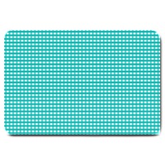 Gingham Plaid Fabric Pattern Green Large Doormat 