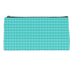 Gingham Plaid Fabric Pattern Green Pencil Cases by HermanTelo