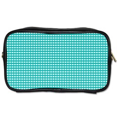 Gingham Plaid Fabric Pattern Green Toiletries Bag (two Sides)