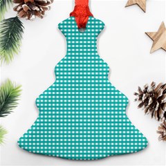 Gingham Plaid Fabric Pattern Green Christmas Tree Ornament (two Sides) by HermanTelo