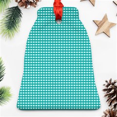 Gingham Plaid Fabric Pattern Green Bell Ornament (two Sides)