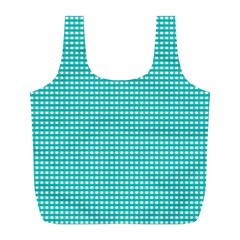 Gingham Plaid Fabric Pattern Green Full Print Recycle Bag (l)