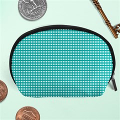 Gingham Plaid Fabric Pattern Green Accessory Pouch (large) by HermanTelo