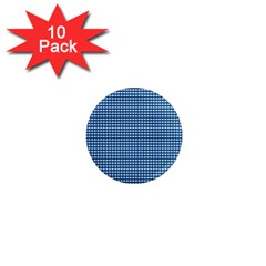 Gingham Plaid Fabric Pattern Blue 1  Mini Magnet (10 Pack)  by HermanTelo