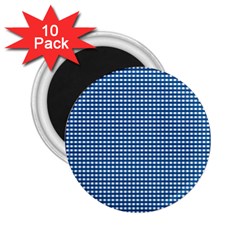 Gingham Plaid Fabric Pattern Blue 2 25  Magnets (10 Pack)  by HermanTelo