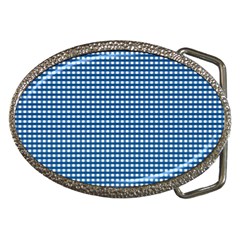 Gingham Plaid Fabric Pattern Blue Belt Buckles