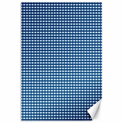 Gingham Plaid Fabric Pattern Blue Canvas 12  X 18  by HermanTelo