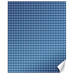 Gingham Plaid Fabric Pattern Blue Canvas 16  X 20 