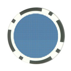 Gingham Plaid Fabric Pattern Blue Poker Chip Card Guard