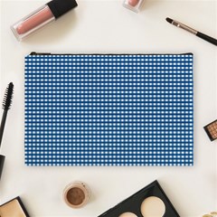 Gingham Plaid Fabric Pattern Blue Cosmetic Bag (large)