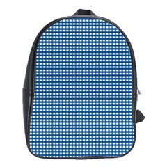 Gingham Plaid Fabric Pattern Blue School Bag (large) by HermanTelo