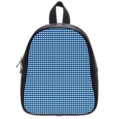 Gingham Plaid Fabric Pattern Blue School Bag (small) by HermanTelo