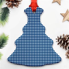 Gingham Plaid Fabric Pattern Blue Christmas Tree Ornament (two Sides) by HermanTelo