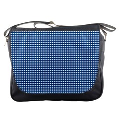 Gingham Plaid Fabric Pattern Blue Messenger Bag