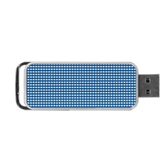 Gingham Plaid Fabric Pattern Blue Portable Usb Flash (one Side)