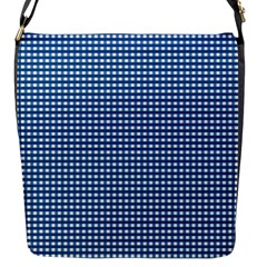 Gingham Plaid Fabric Pattern Blue Flap Closure Messenger Bag (s)