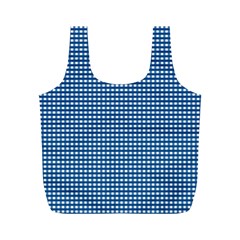 Gingham Plaid Fabric Pattern Blue Full Print Recycle Bag (m)