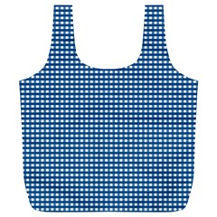 Gingham Plaid Fabric Pattern Blue Full Print Recycle Bag (xl)