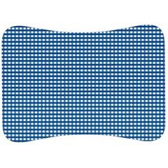 Gingham Plaid Fabric Pattern Blue Velour Seat Head Rest Cushion by HermanTelo