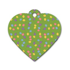 Balloon Grass Party Green Purple Dog Tag Heart (one Side) by HermanTelo