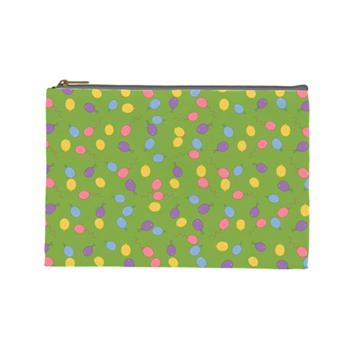 Balloon Grass Party Green Purple Cosmetic Bag (Large)