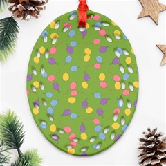 Balloon Grass Party Green Purple Ornament (oval Filigree)