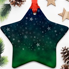 Background Blue Green Stars Night Ornament (Star)