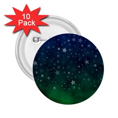 Background Blue Green Stars Night 2.25  Buttons (10 pack) 