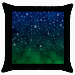 Background Blue Green Stars Night Throw Pillow Case (Black)