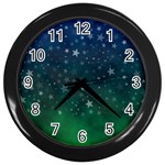 Background Blue Green Stars Night Wall Clock (Black) Front