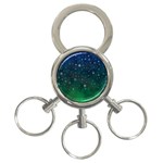 Background Blue Green Stars Night 3-Ring Key Chain Front