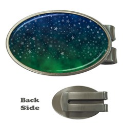 Background Blue Green Stars Night Money Clips (oval) 