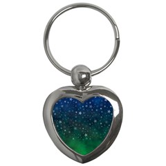 Background Blue Green Stars Night Key Chain (Heart)